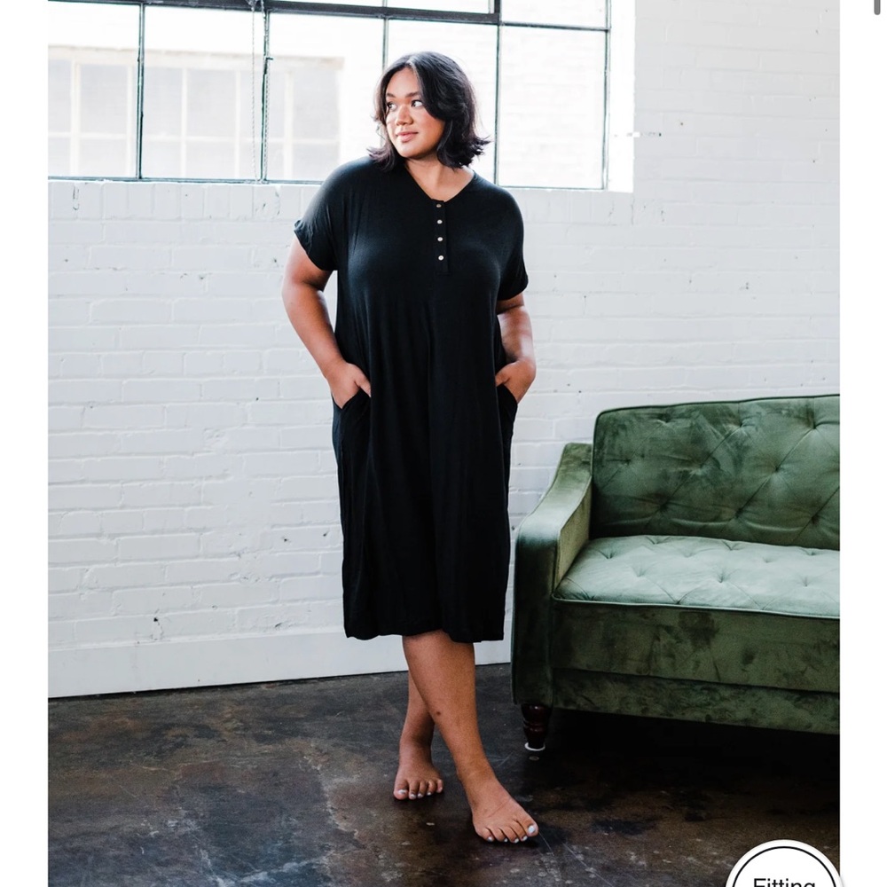 Nesting olive house dress